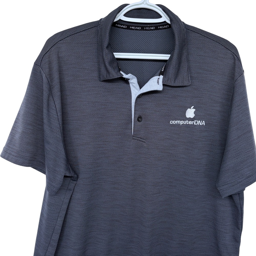 HEAD Apple‎ Computers Polo Shirt Mens XL Gray Technology Athletic Embroidered